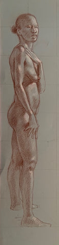 Connie, charcoal and chalk on toned paper drawing&nbsp;by New Jersey artist Roberto Osti