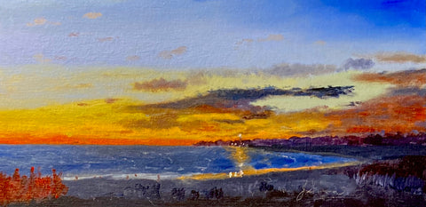Orange Sunset, acrylic on canvas panel painting by Cerulean Arts Collective Member Joseph Sweeney